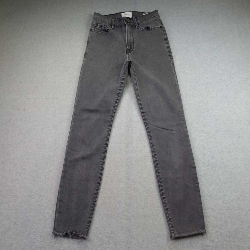 Frame Jeans Womens 25 Grey Ali High Rise Cigarette Raw Hem Denim USA